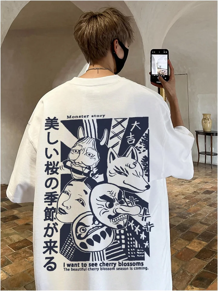 Harajuku Monster Anime Men Tričká nadmerne veľtrh