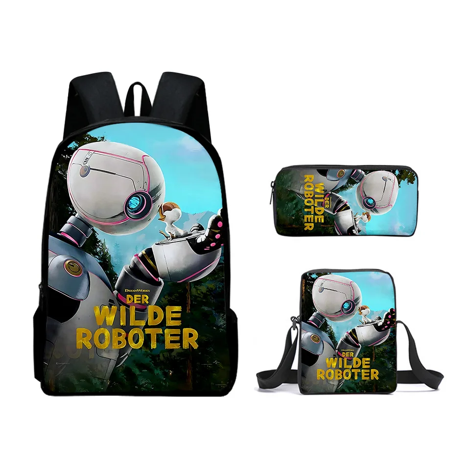 Harajuku Populárny divoký robot 3D tlač 3ks/set Pupil School Bags Laptop Daypack batoh skloneného puzdra na ramenné tašky