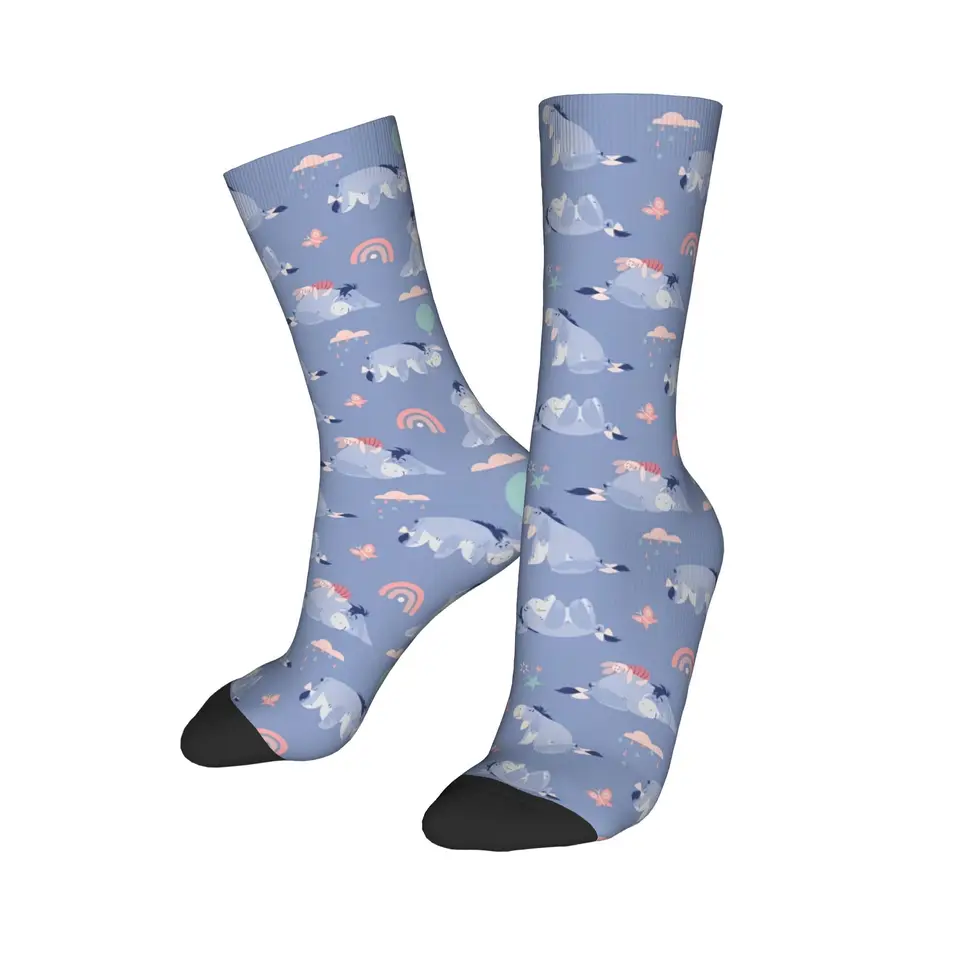 Harajuku pú medveď Eeyore Donkey Futbalové ponožky roztomilé kreslené polyesterové ponožky pre ženy Muži