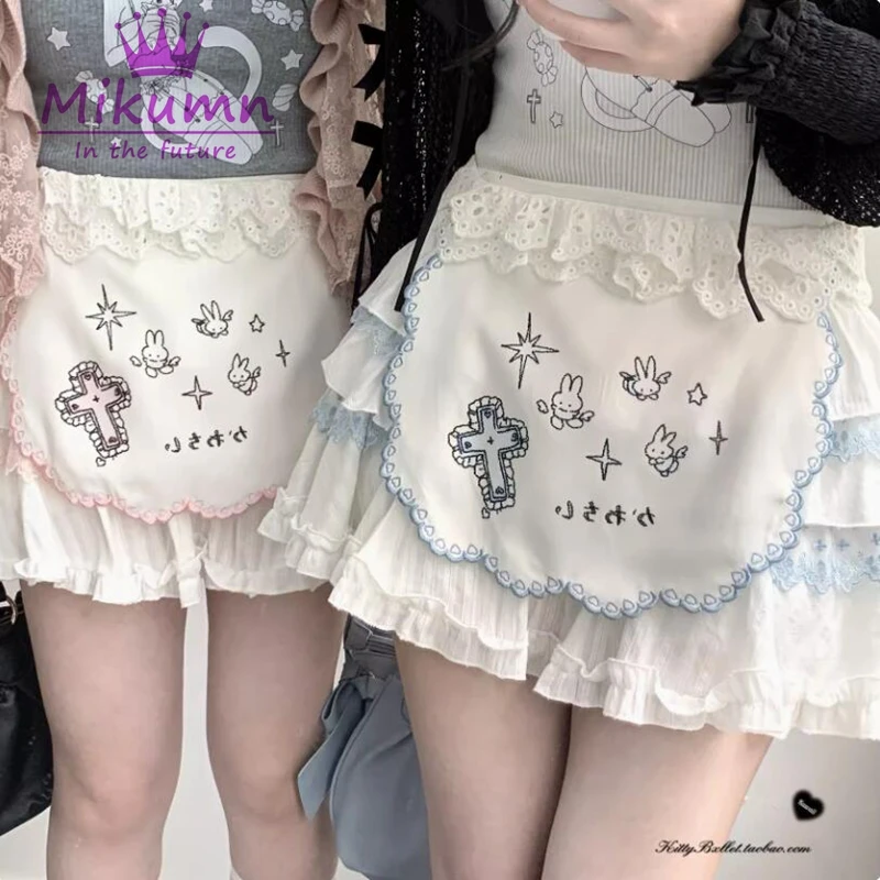 Harajuku sladké ženy sukne sukne gotické y2k lolita cartoon vyšívací šnurovaný tortu Mini sukňa japonský štýl dievčatá kawaii krátka sukňa
