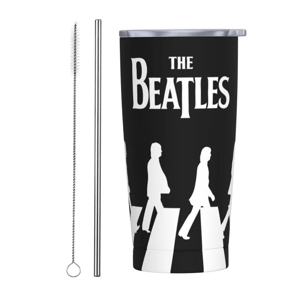 Harajuku The Beatle Memebers Art z nehrdzavejúcej ocele vákuum Izolované hrnčeky Thermal Cold Cup Slaw s vekom 20oz