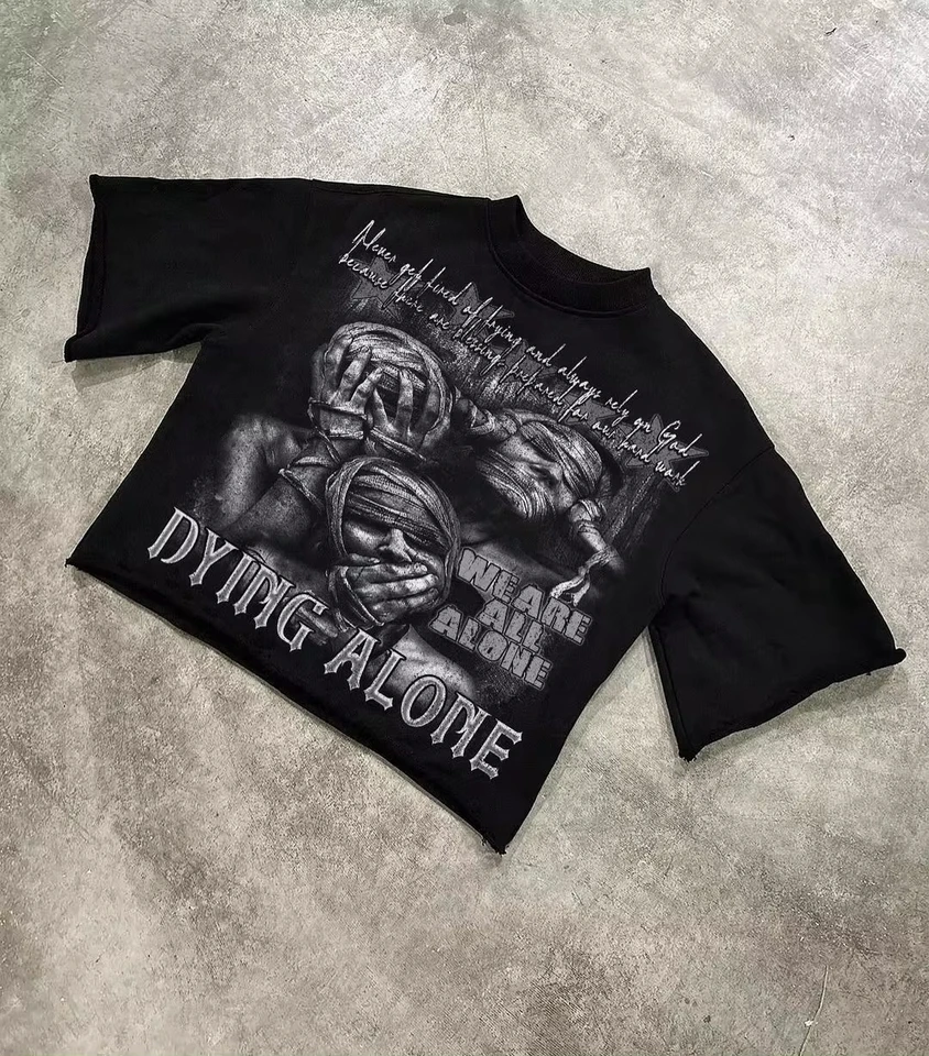 Harajuku Vintage páry Hiphop Fashion Streetwear High Street Populárne tričko Men American Casual Y2K Tops Nadmerné tričko