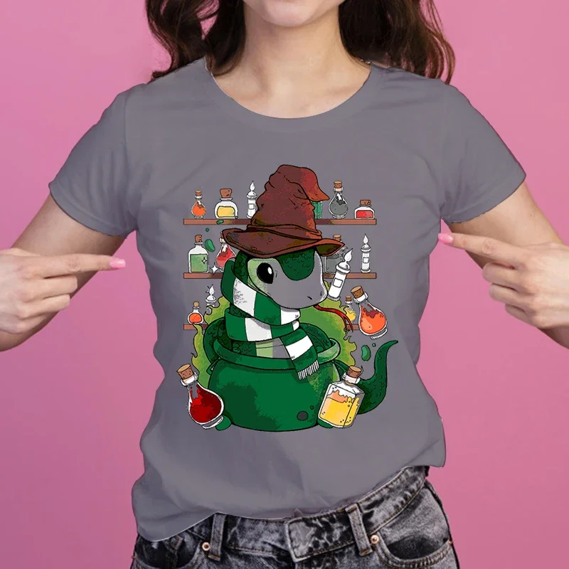 Harajuku vtipné tričko pre ženy pre ženy s krátkym rukávom Tops Tops ležérne tričko letné voľné topy žena triedenie klobúk Slizolin hadové oblečenie