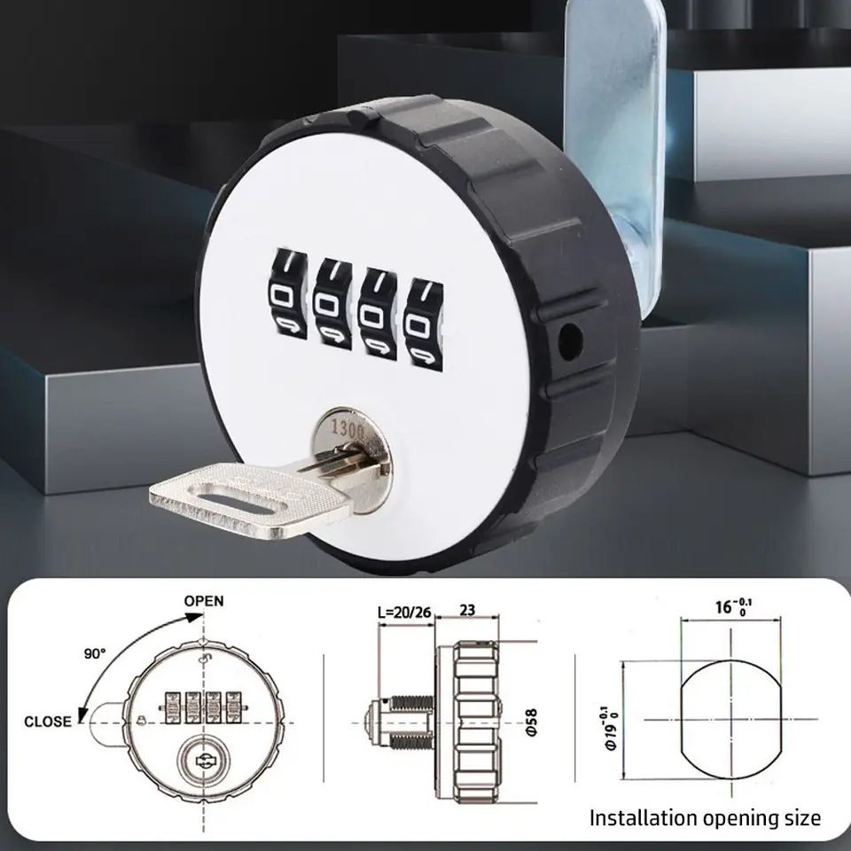 Hardvérová telocvičňa Kombinácia zásuvok na skrinku CABLET CAM LOCK LOCK 4 DIGITÁLNA ROUND ROUDLOD S KEY