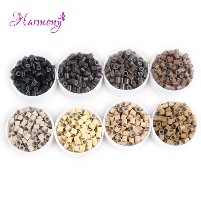 Harmony plus vlasy 500ks čierna farba 4,0*3,0*4,0 mm meďná silikónové mikro krúžky/prepojenia/koráliky/trubica pre i špičky Nástroje na predlžovanie vlasov