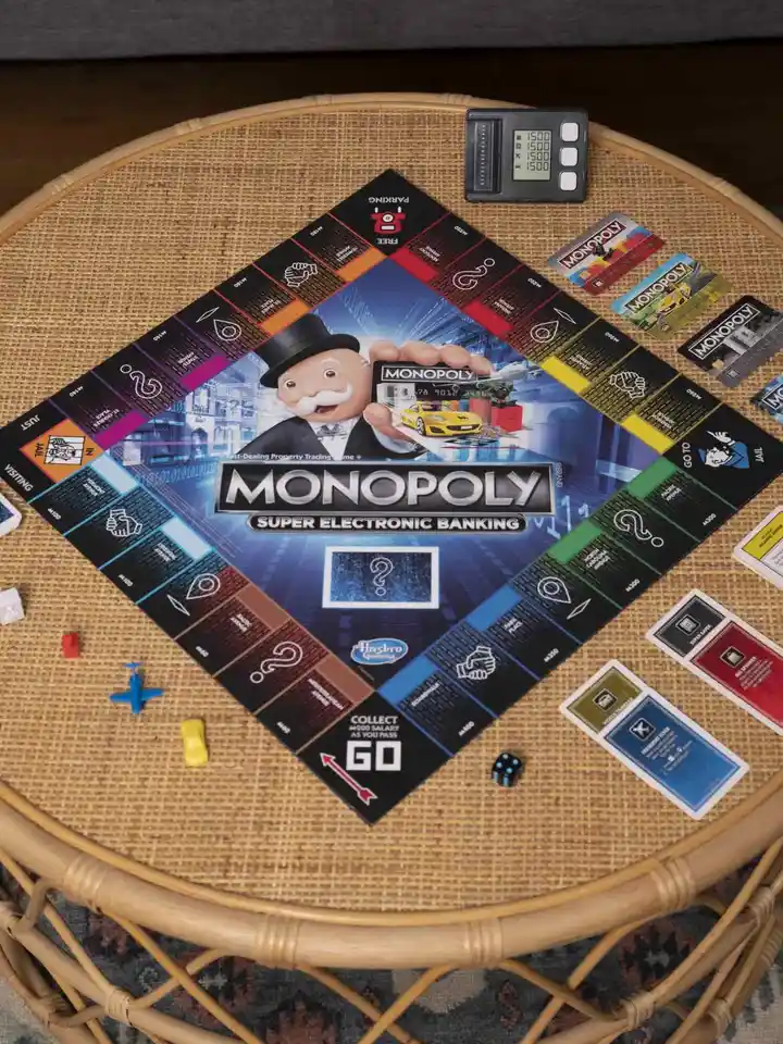 Hasbro nehnuteľnosti Tycoon Monopoly Super Electronic Bank Machine Monopoly Randa Game Hračky