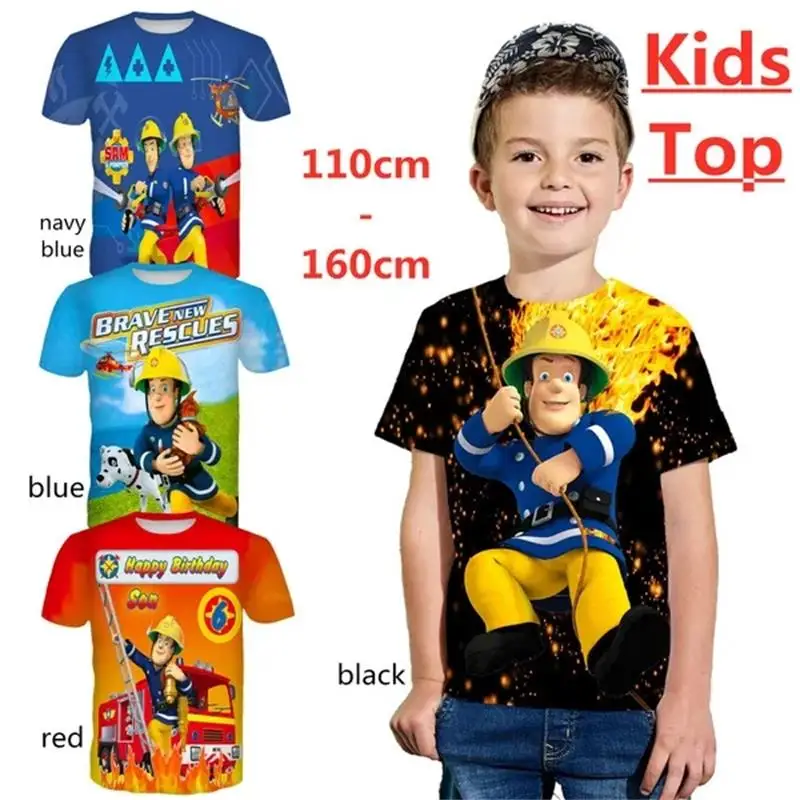 Hasič Sam Rescues T košeľa chlapci chlapci s krátkym rukávom tričká