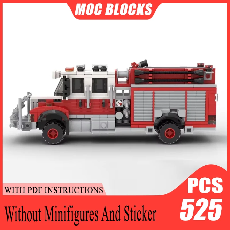 Hasičské vozidlá MOC Building Blocks 4x4 Brush Fire Engine Technológia technológia tehla