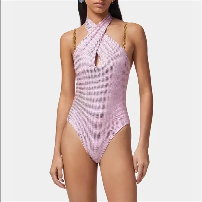 HAT STYLE SELESELE HALTER SELNÁ SUBSUIT ROMPER LADIES BANDAGE BEACH CEMYS Clubwear