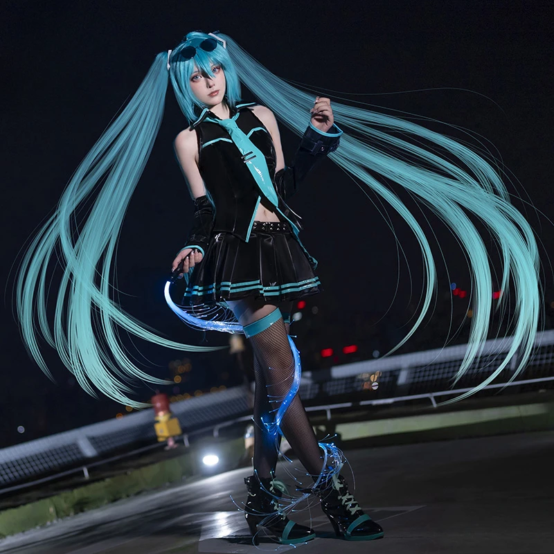 Hatsune Miku kostýmy 16. recept oblek čierna tekutá koža dám večierok halloween vianočný karneval plná sada