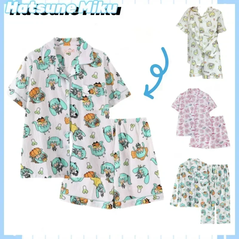 Hatsune Miku s krátkym rukávom Cotton Pajama Kagamine Rin/Len Dlhé rukávy Domáce spálne Pohodlné oblečenie Roztomilé karikatúrne darčeky