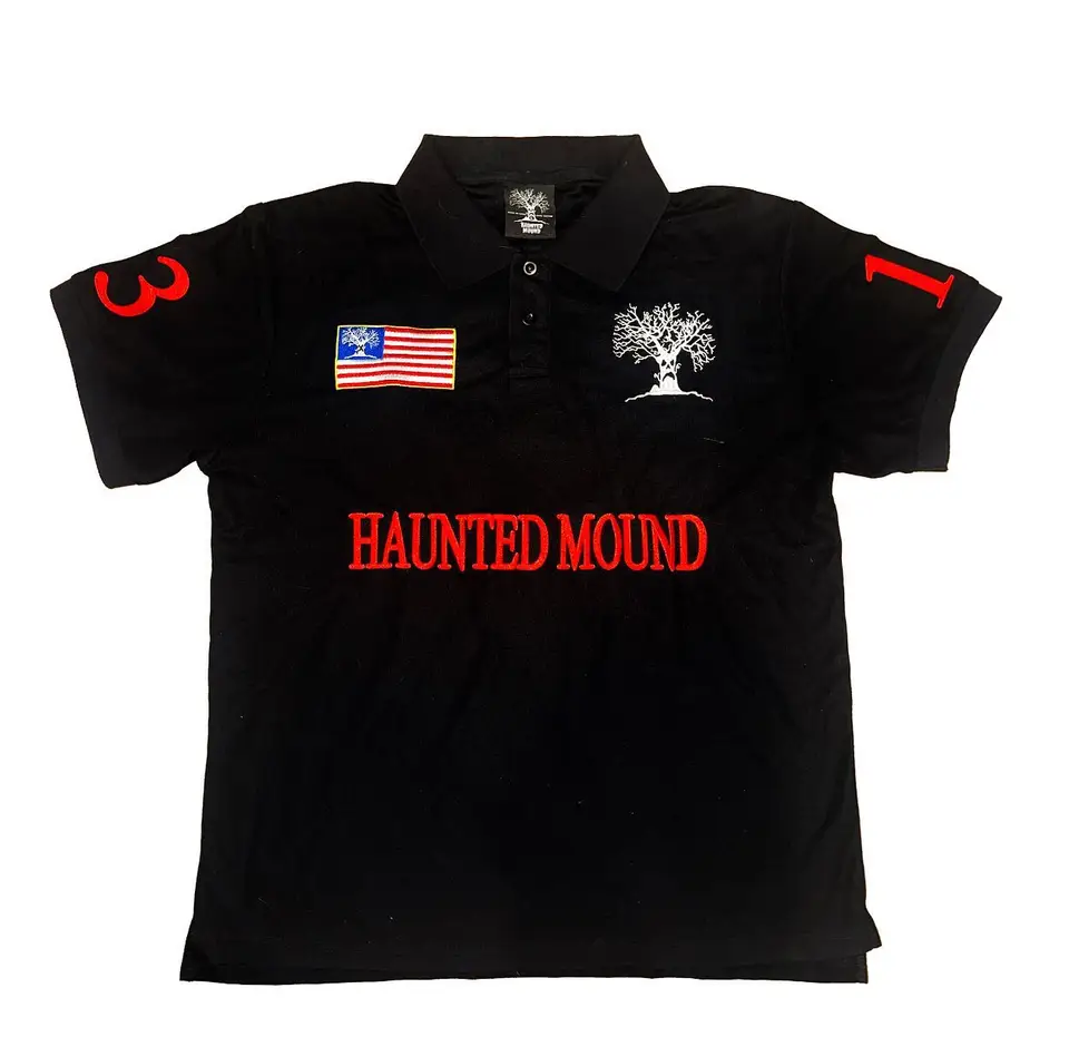 Haunted Mound Polo košeľa Amerika retro ulica Hip Hip Hop s krátkym rukávom tričko Y2K Men Cascurs výšivka bavlnená top baseballové oblečenie