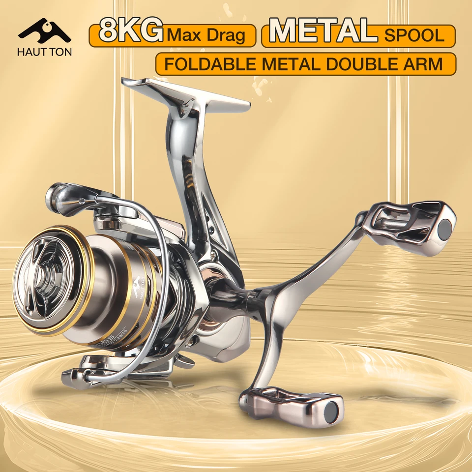 Haut Ton CD Spinning Fishing Roel 5.2: 1 Gearratio 13,23 libier Max Drag Metal Spoo Shoo Stole Cnc Dvojlôžkové rameno pre sladkovodnú slanú vodu