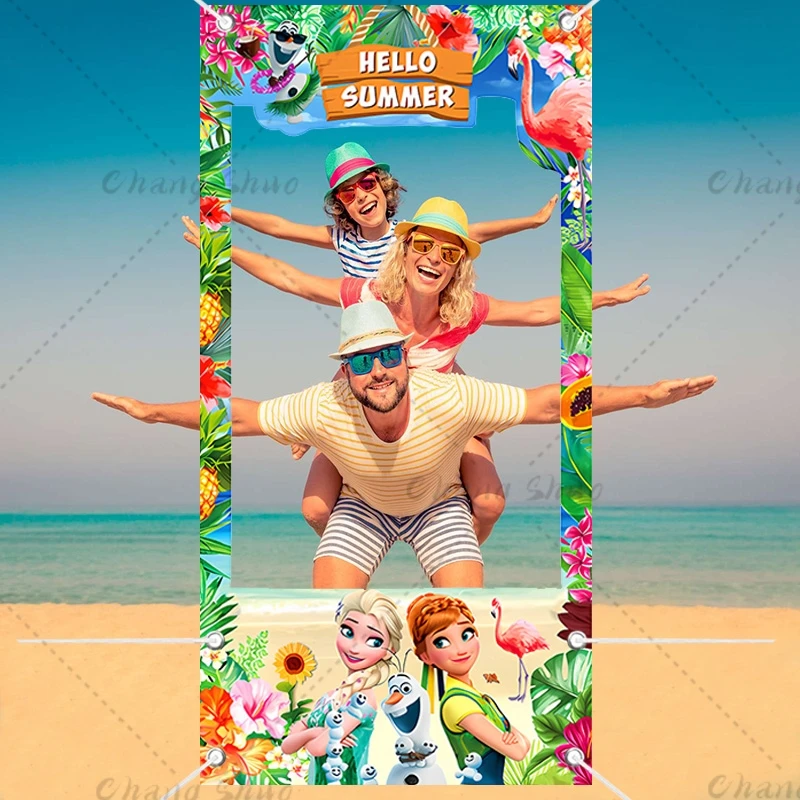 Havaj foto stánky Rámky rekvizity havajské plameniace princezná Elsa Shooting Banner Banner pre dievčatá Dievčatá