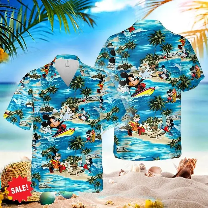 Havajská košeľa Disney Mickey Mouse, rodinná košeľa letnej pláže