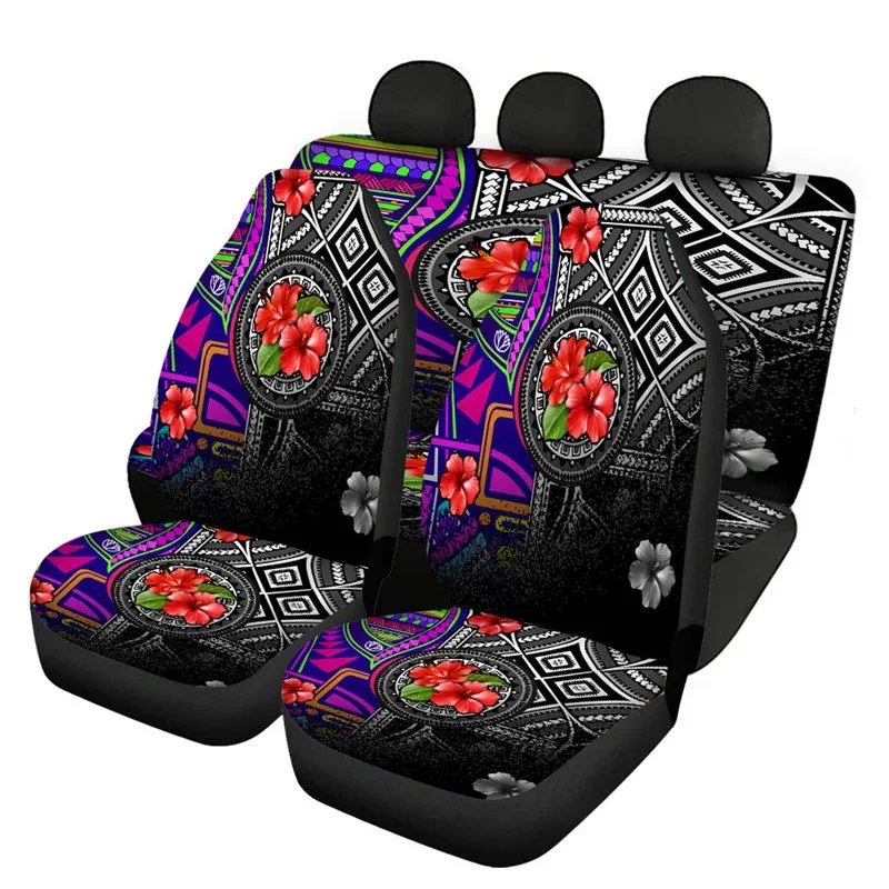 Havajský kryt autosedačky Hibiscus Full Set Set Samoan Tribe Front and zadné sedadlo vankúšika Ochranná univerzálna SUV Drivor Decor Decor Decor