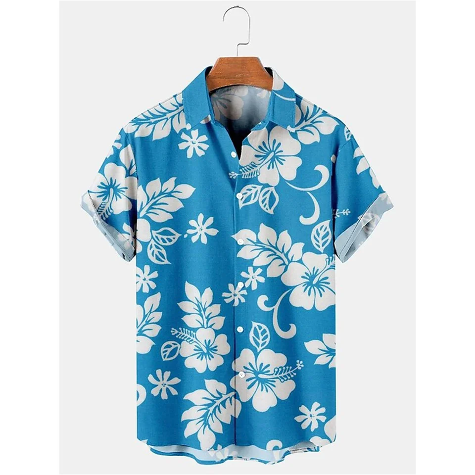 Havajský mužský spoločenský kvetinový košeľa pre blúzky Men 3d Camisas Casuais Print Slim Fit Pánska ulica Príležitostné oblečenie s krátkym rukávom
