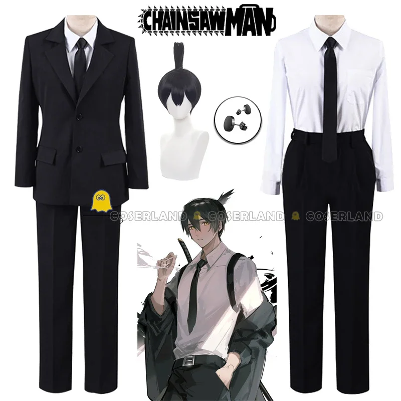 Hayakawa Aki Anime Chainsaw Man Cosplay kostým parochňu Parochňu Devil Hunters Uniform Gun Fiend Suit Black Outfit Makima Denji pre mužov