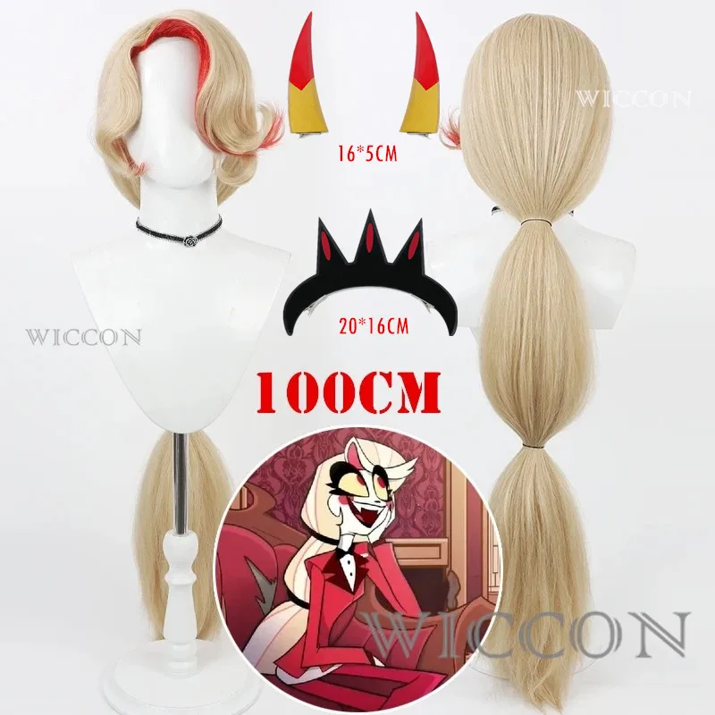 Hazbin Charlie MoMingStar Cosplay parochňu anime hotel Charlie MoMningstar Cosplay parochňa parochňa s dlhým tepelným odolným syntetickým vlasom Halloween