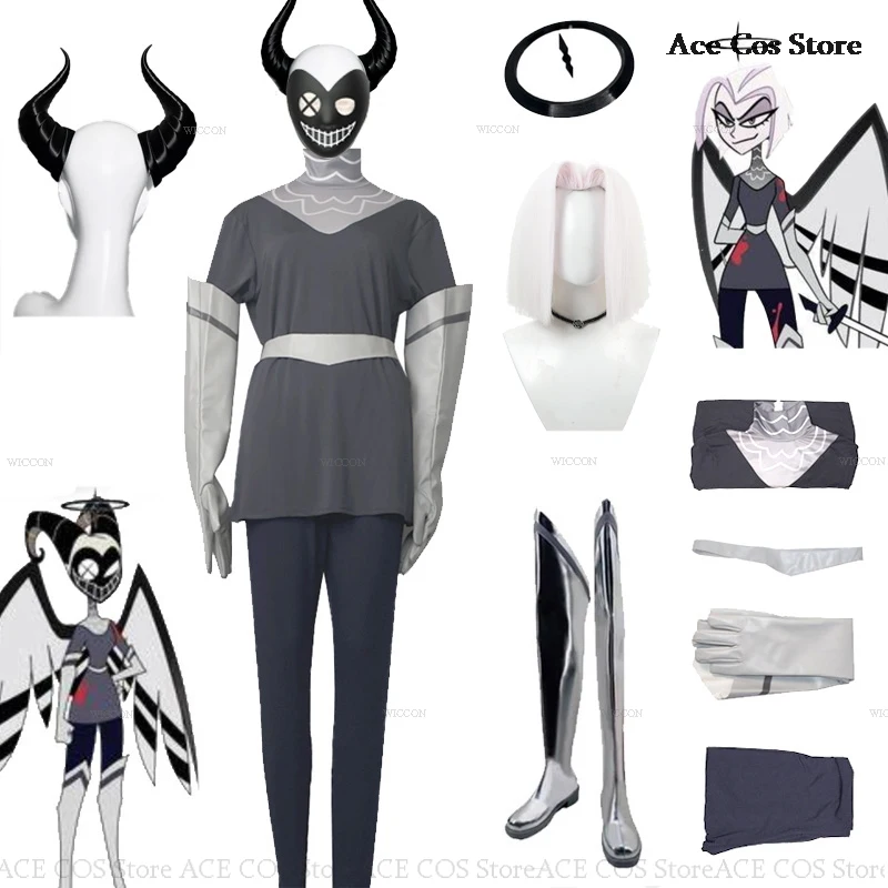 Hazbin Lute Parochňa Halo Halo Angel Cosplay kostýmy topánky Hotel bojové topánky Halloween Carnaval Party strieborná farba anime cosplay prop