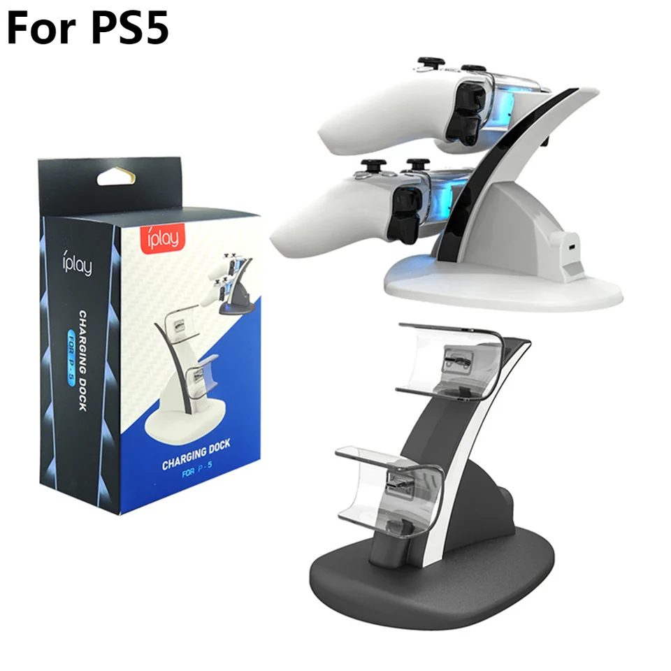HBP-253 Dual Controller Charger Stand Stand Wireless Joystick nabíjanie Dock Cradle s indikátorovými svetlami pre Sony PS5 GamePad