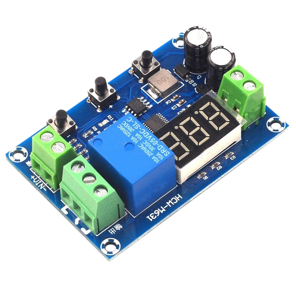 HCW-M631 DC6-40V Vypúšťací modul nabíjania batérie s funkciou Časovania ochrany protivládania voltmeter