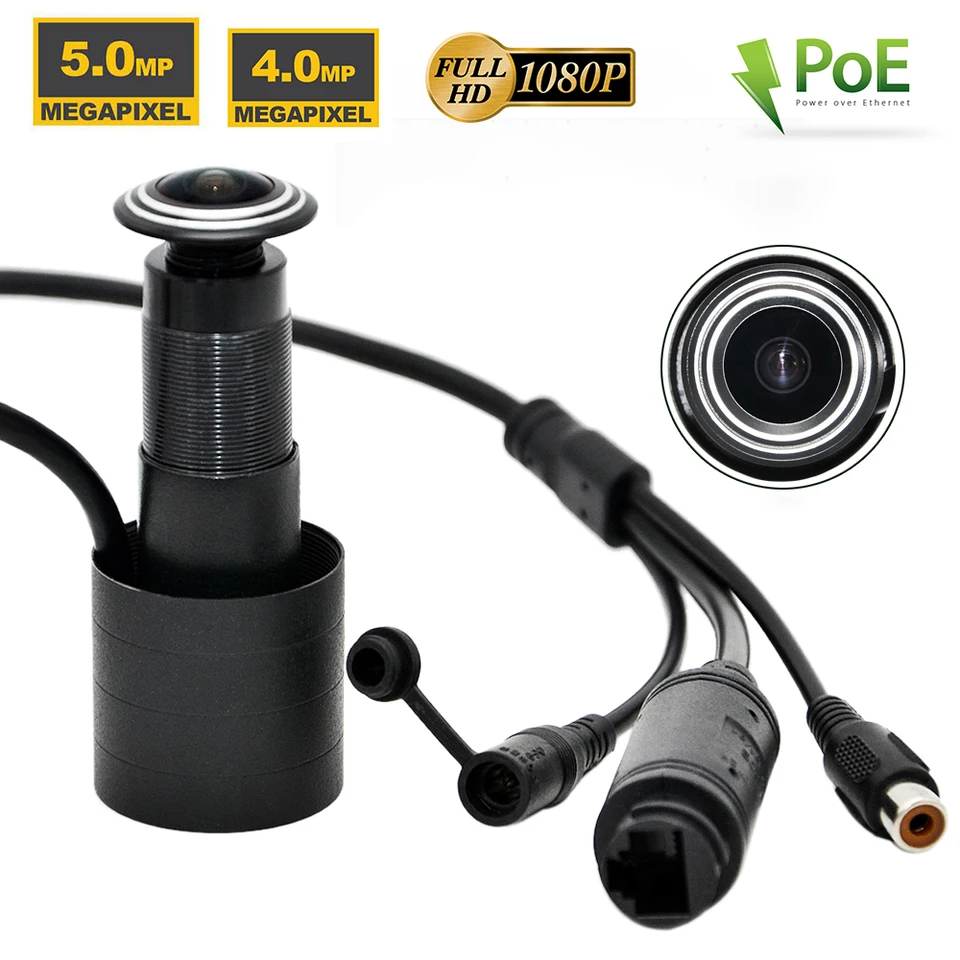 HD 1080p 5MP 4MP Fisheye Peephole Poe IP Camera Mini Dverové očné diery CAM P2P Network sledovanie IPC Web Security XMEYE P6SLite