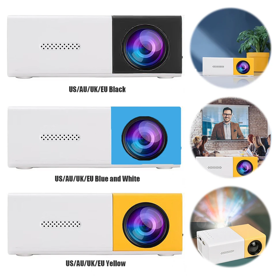 HD 1080p Home Media Player 400 Lumen Prenosný vreckový projektor HDMI kompatibilný USB/AV/TF Slots Home Cinema W/diaľkový ovládač