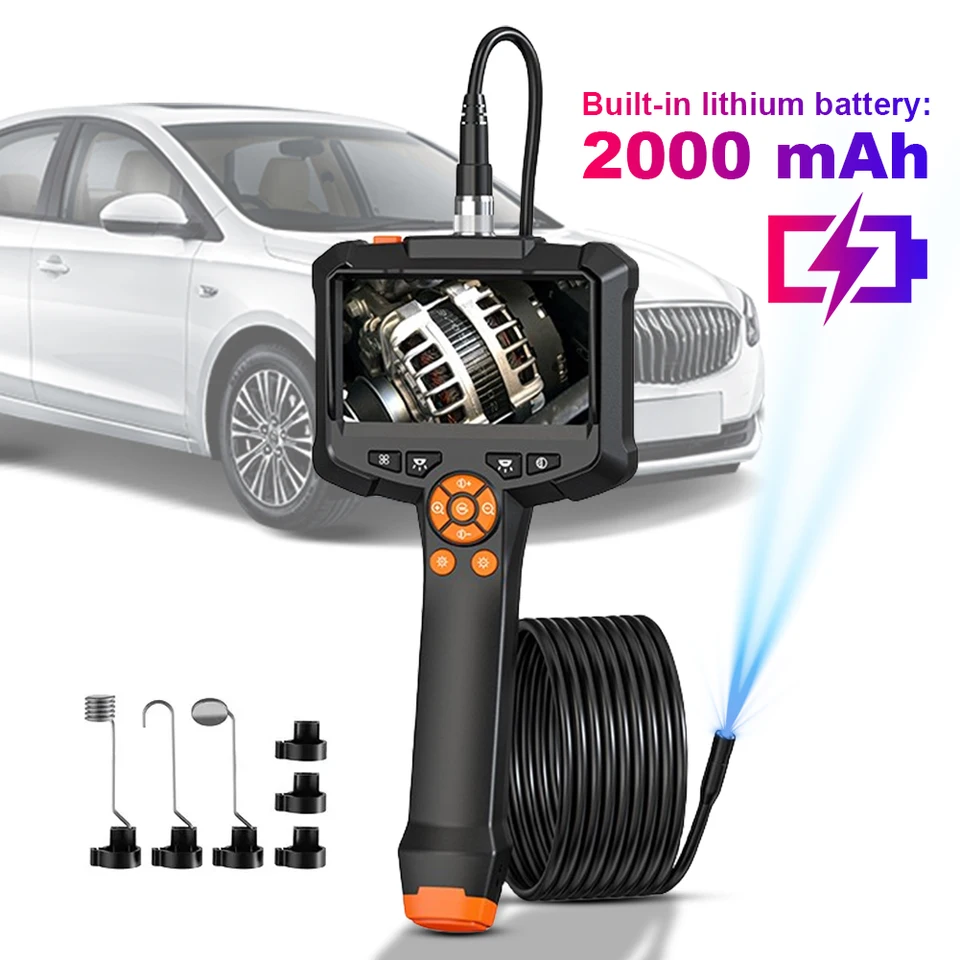 HD 1080p Priemyselný endoskop Camera 4,3 palca IPS Screen Inspection Borescope IP67 Vodotesný objektív 8 mm pre opravu automobilu