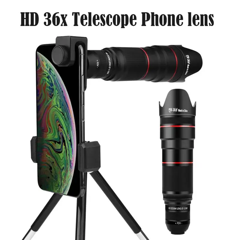 HD 36X Telescope Phone Lens Professional Tele Zoom Camera Sošovky s statívom pre iPhone 15 14 13 12 Pro Max Smartphones Samsung