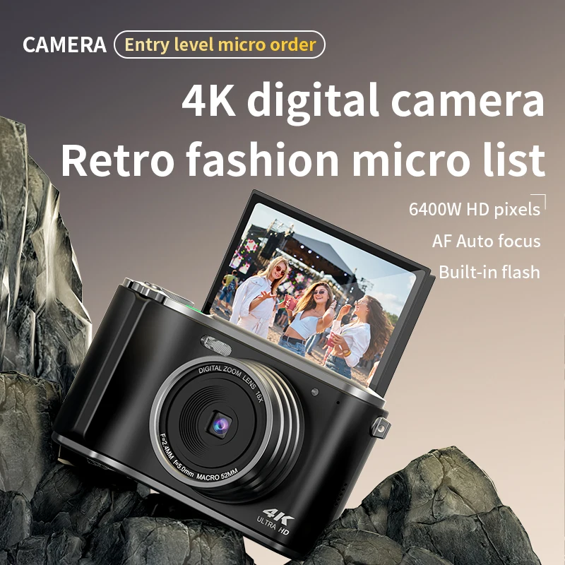 HD digitálny fotoaparát kamkordér 3 palce 64MP Nabíjateľné automatické zaostrovanie kompaktné fotoaparáty pre začiatočníkov Photography Vianoce