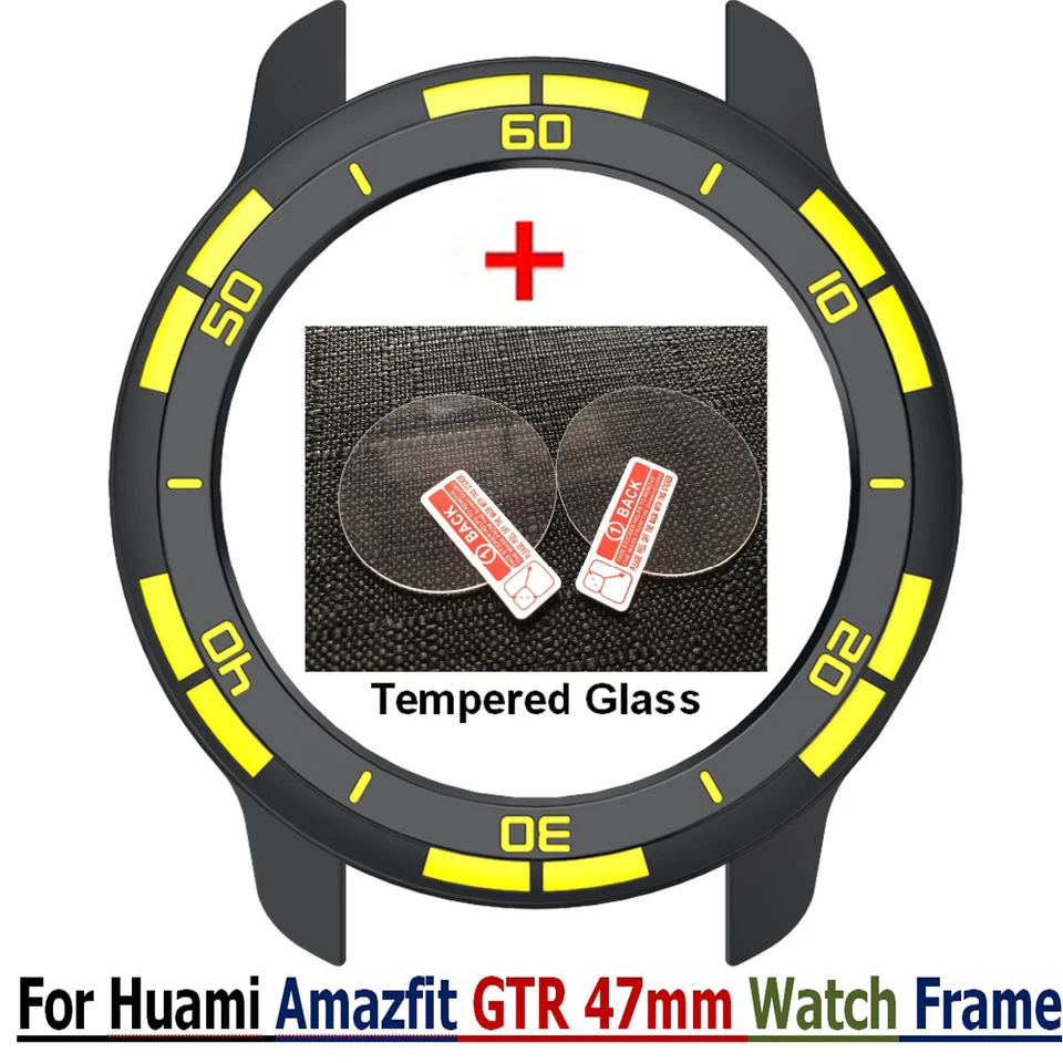 HD Glass Film Watch Cover Ochranné puzdro pre Huami Amazfit GTR 47 mm náramok Ochranné ráme