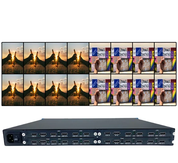 HD HDMI Video projektor 4K 8K 4x4 2x2 3x3 2x4 16 kanálov Video Wall Controller Multi-obrazovka Expander