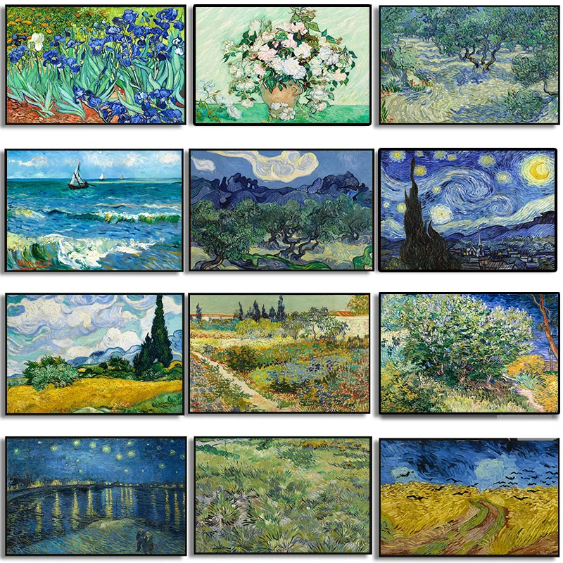 HD Print Van Gogh Masterpiece Plagát Abstrakt záhradné mandľové kvety hviezdne nočné plátno maľba nástenná pict