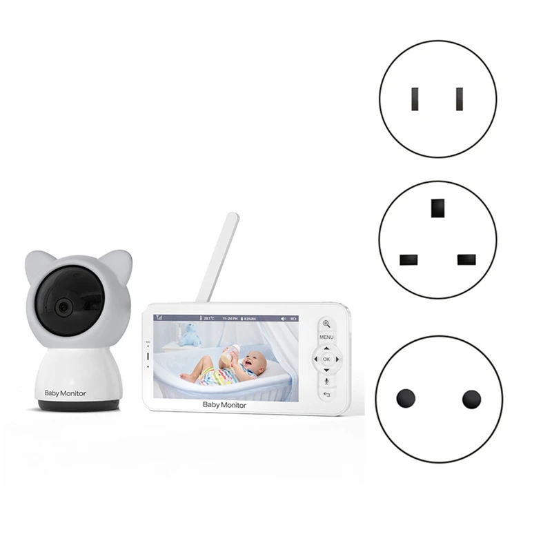 HD WiFi Baby Monitor s aplikáciou, 5 palcov 1080p priblíženie detskej kamery, nočné videnie, dvojcestná reč, 3000 mAh batéria, 1000 stôp