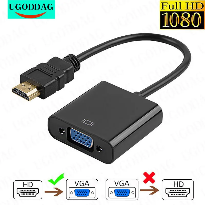 HDMI-kompatibilný pre VGA Adapter HDTV na VGA kábel Converter HDTV samec na VGA Žena HD 1080p pre PS4 Xbox Tablet Laptop PC TV TV