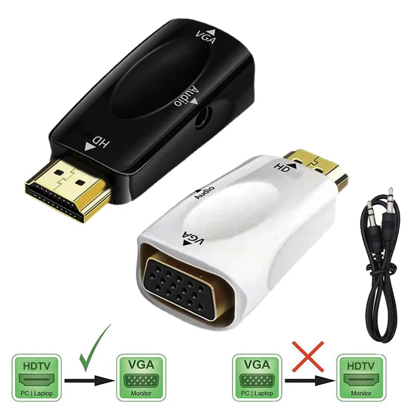 HDMI-kompatibilný pre VGA káblový prevodník 1080p prevodník zvukového kábla 3,5 mm Jack Audio pre PC prenosný tablet TV TV.
