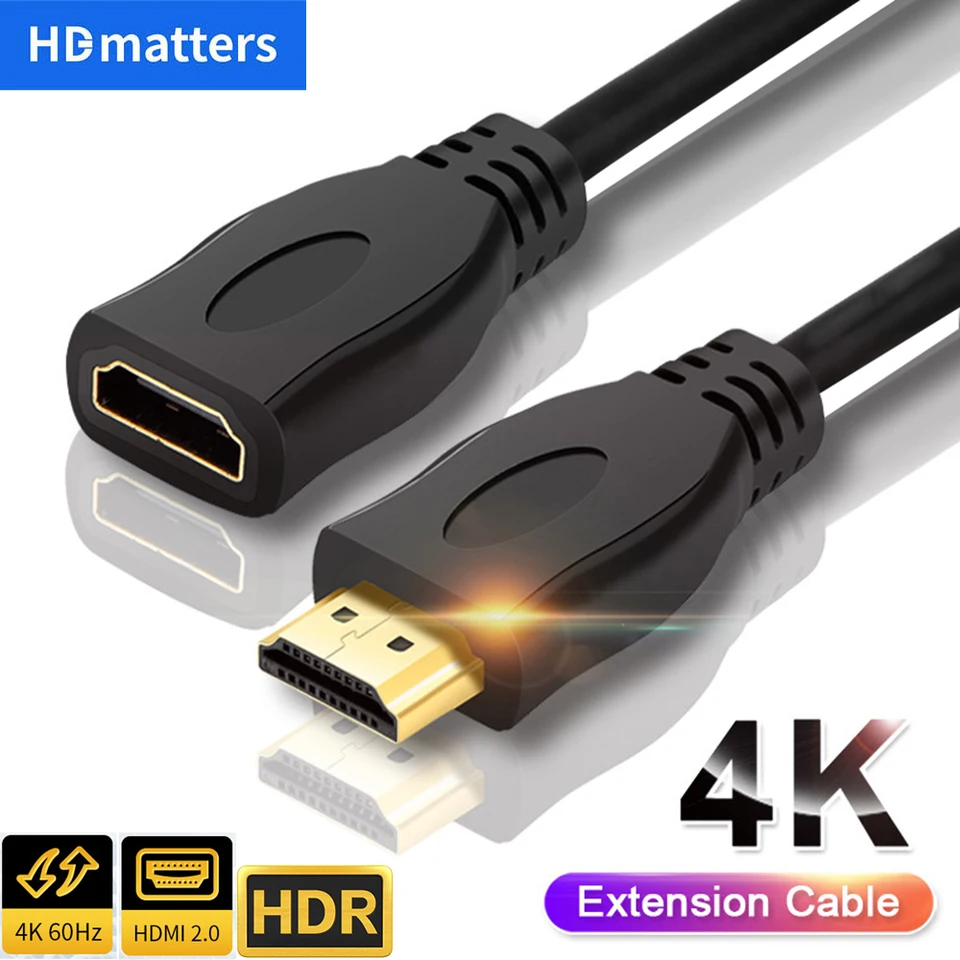 HDMI predlžovací kábel 4K 60 Hz HDR HDMI 2.0 kábel HDMI 2.0 Muž a ženský predlžovací kábel Kable pre PS5 Xbox HDTV PC Monitor
