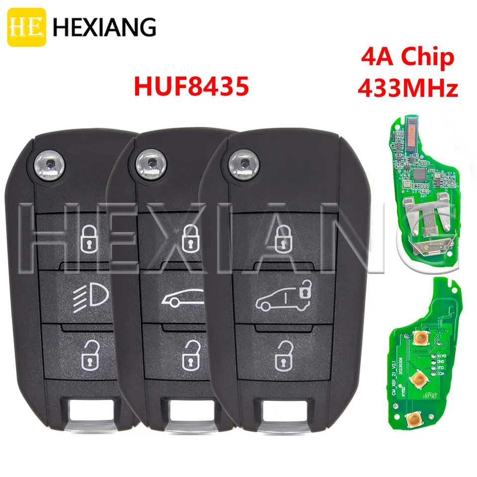 HE 4A Chip 433MHz CAR DISTOBIL Kľúč HUF8435 P/N 98 139 654 77 pre Citroen C3 C5 C6 Peugeot 308 4008