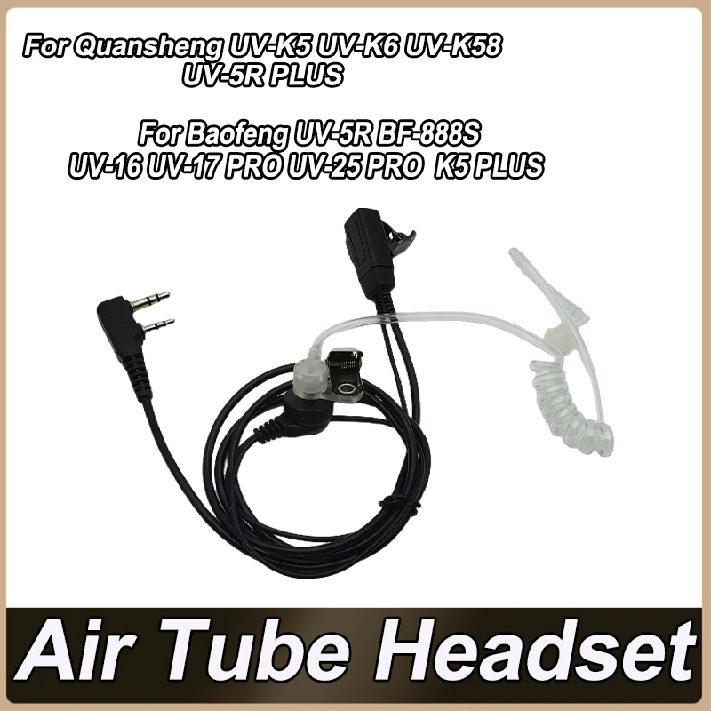 Headset Baofeng Walkie Talkie Baofeng Air Conduit Anti taktická headset Walkie headset kábel pre UV-5R UV-10R UV-82 atď.