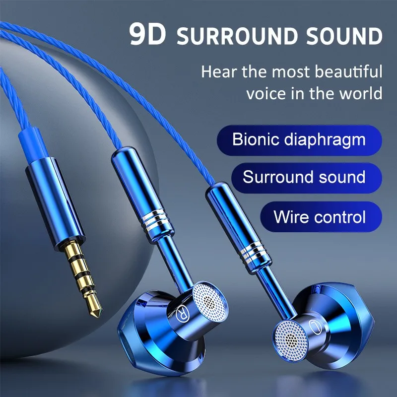 Headset headset 9d stereofónne slúchadlá mikrofón v uši káblové slúchadlá basový drôt na uši slúchadla slúchadla s mikrofónom s mikrofónom