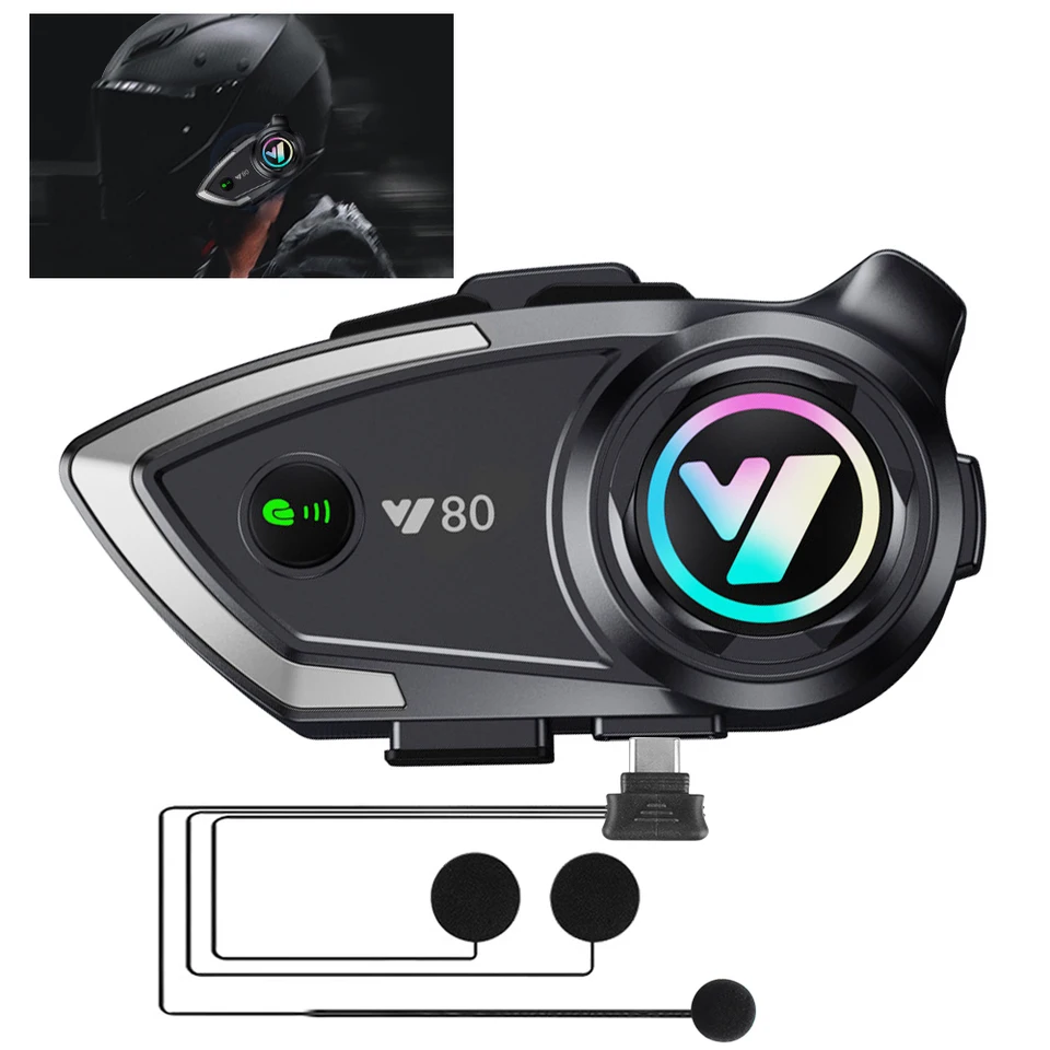 Headset Wireless Witerprood pre jazdcov Moto GPS slúchadlá BT 5.3 Y80 Handsfree Handfree Call Hudba Hudobná slúchadlá motocyklová prilba