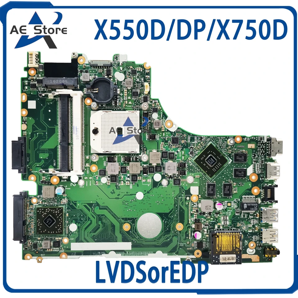 HEASBOARD X550/X570 pre ASUS X550D X750D X550DP X750DP A550D F550D K550D Základná doska LVDS/EDP laptop LVD/EDP