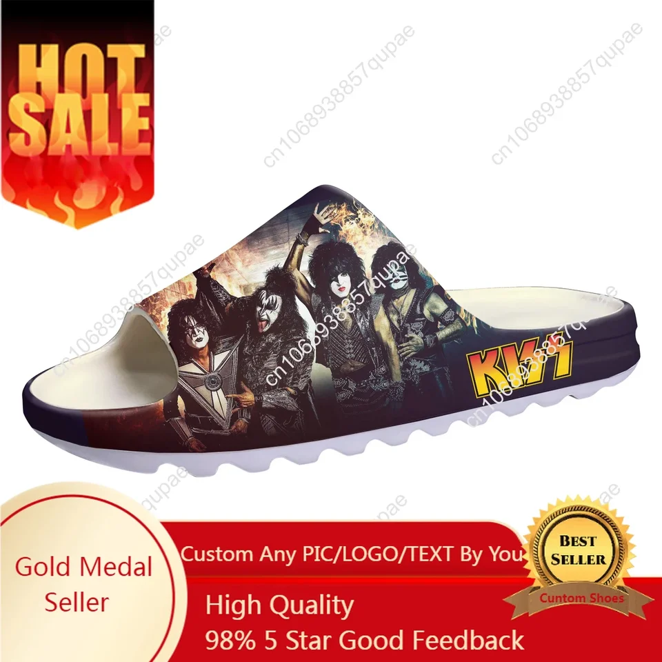 Heavy Metal Kiss Rock Band Soft Sole Sllipers Domáce dreváky pánske dámske teenager na mieru vyrobené sandále vodné topánky na hovno Vstúpte do