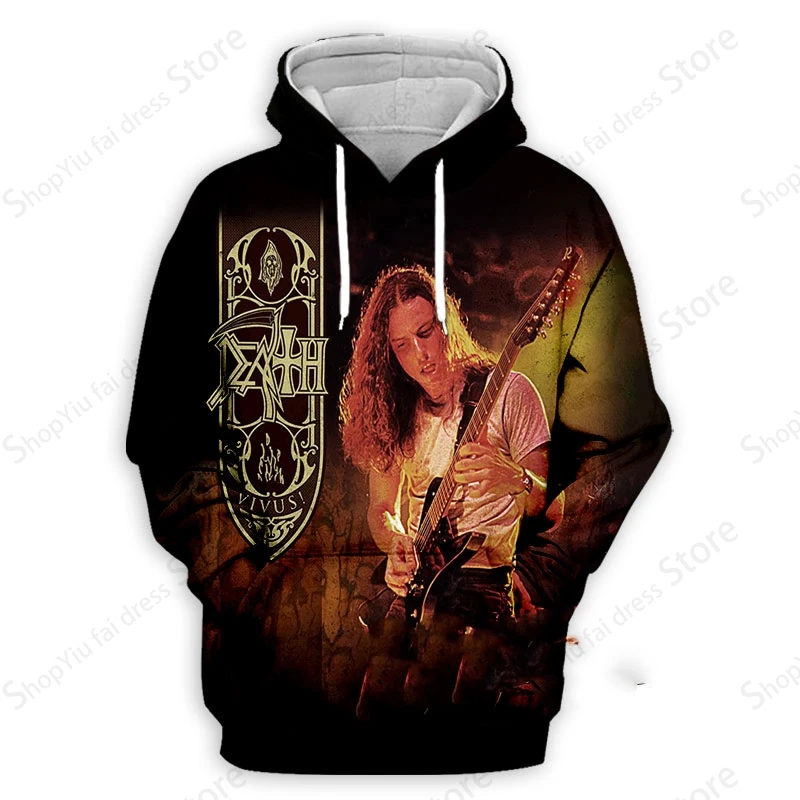 Heavy Metal Rock Band Death 3D tlač Grafické mikiny Men Dámske módne ulica Nadmerná kapucňa mikina mikiny chlapec Coat y2k