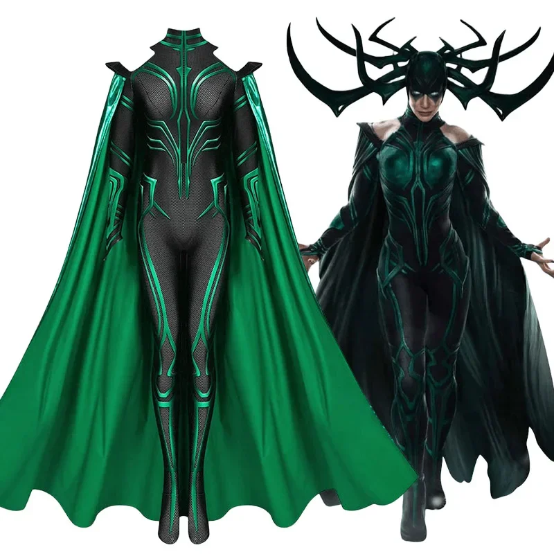 Hela Cosplay kostým Thor 3 Ragnarok supervillain Hela Cosplay kombinéza kombinézy plášťa Halloween kostýmy pre ženy Aldult Women