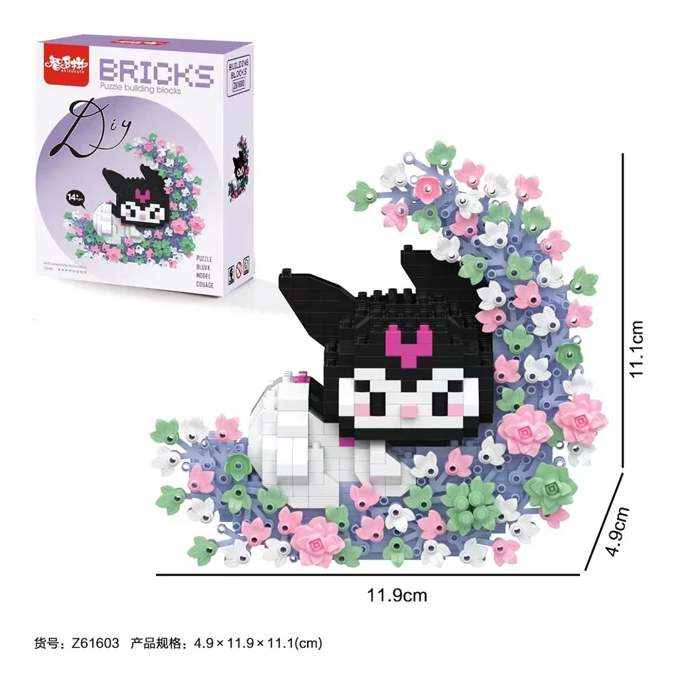 Hello Kitty Building Blocks Anime Anime Sanrio Kawaii Roztomilý model Microkarticle Building Blocks DIY Puzzle Hračky Darčeky pre deti