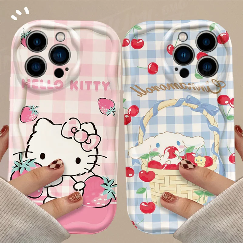 Hello Kitty Cinnamoroll 3D Wave puzdro pre iPhone 15 14 13 12 11 Pro Max x xr xs 8 7 6S Plus SE 2020