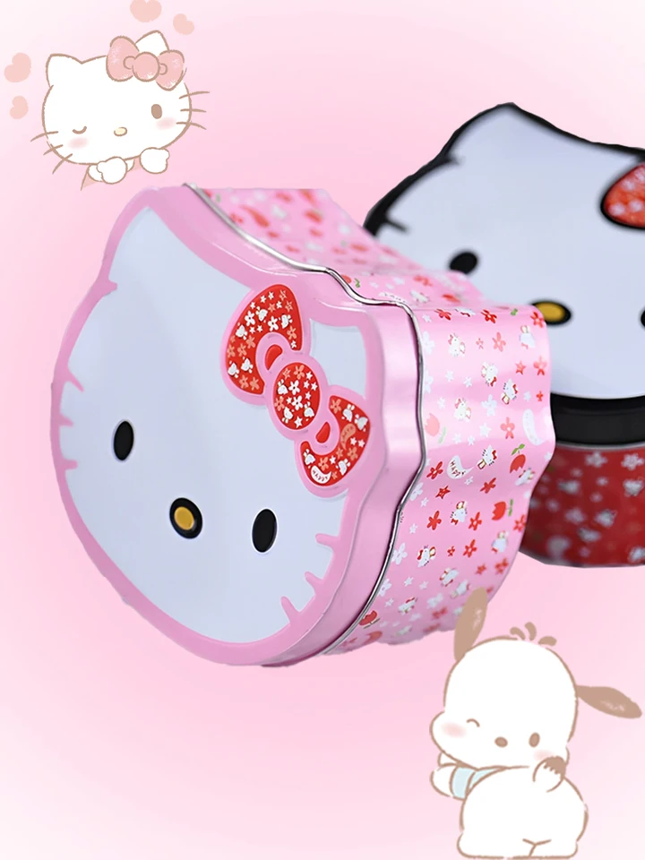 Hello Kitty Cookie Box Sanrio Anime Candy Home Snack Cookie Cookie Cookie Storage Iron Box Balenie kawaii darčeková krabica roztomilý sladký darček