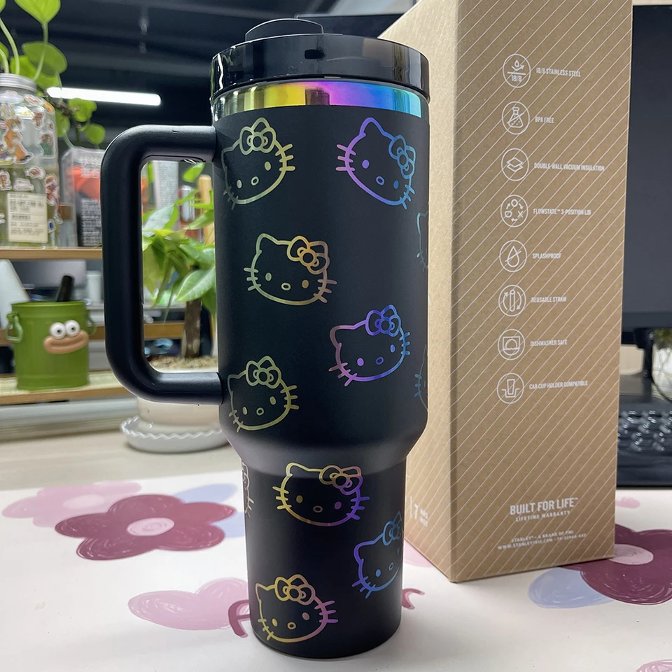 Hello Kitty Cup 40oz rukoväť slamy 40oz vákuum izolovaný automobil s dvojitou stenou Termal Iced Cestovná doprava